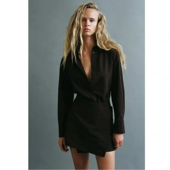 Zara PINSTRIPE SHIRT DRESS - Picture 2 of 6